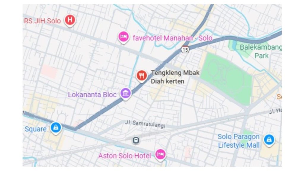 peta menuju tengkleng Mbak Diah yang Legendaris di Solo Baru